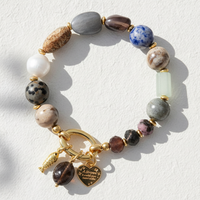 Pulseira com Pendentes Coração de Obsidiana