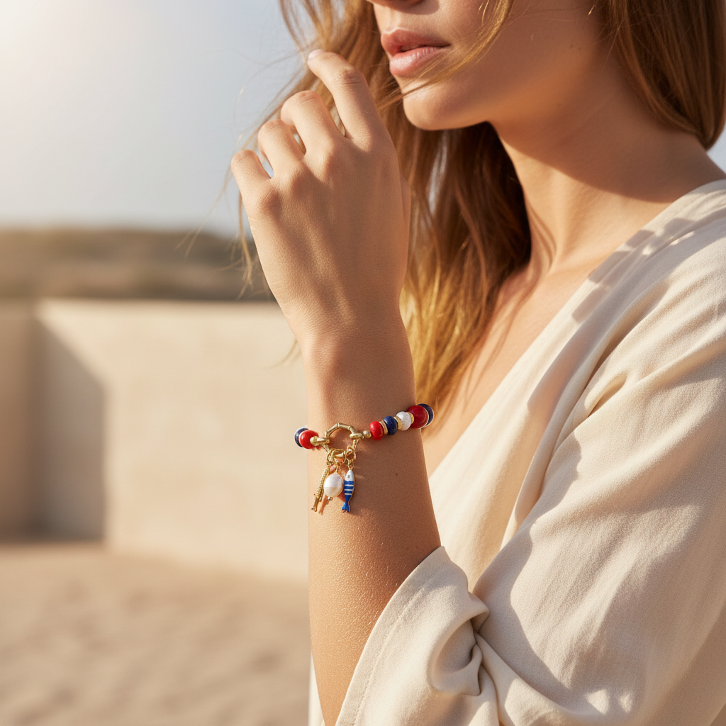 Pulseira com Pendentes de Pérola Lápis