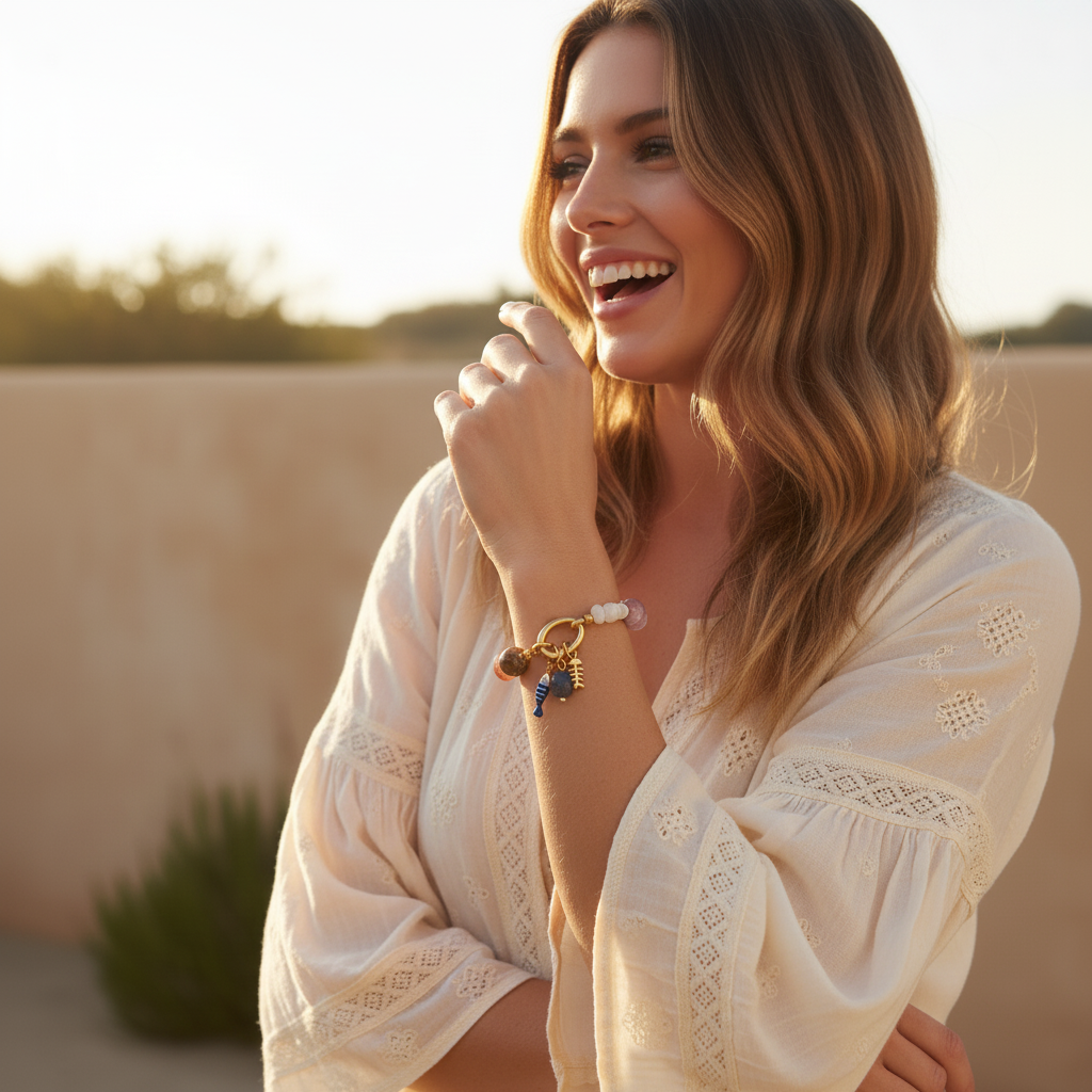 Pulseira de Amuleto Maré de Ametista