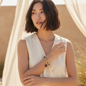 Pulseira com Pendentes Coração de Obsidiana