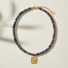 Colar com Letra de Jaspe Imperial Azul