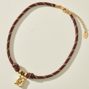 Colar de Corda com Letra Bolha Dourada