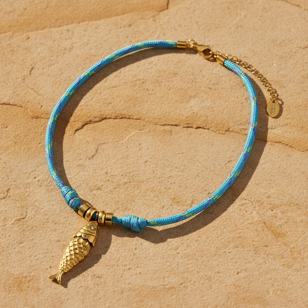 Colar com Amuleto de Peixe Viagem Oceânica