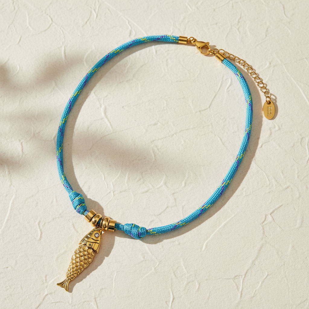 Colar com Amuleto de Peixe Viagem Oceânica