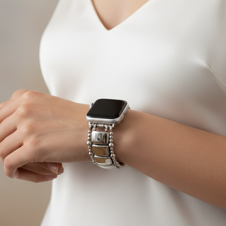 Correia Elástica Platinum Noir para Apple Watch