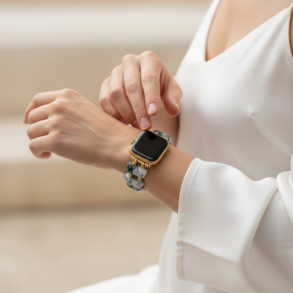 Correia elástica para Apple Watch em ágata da floresta e terra