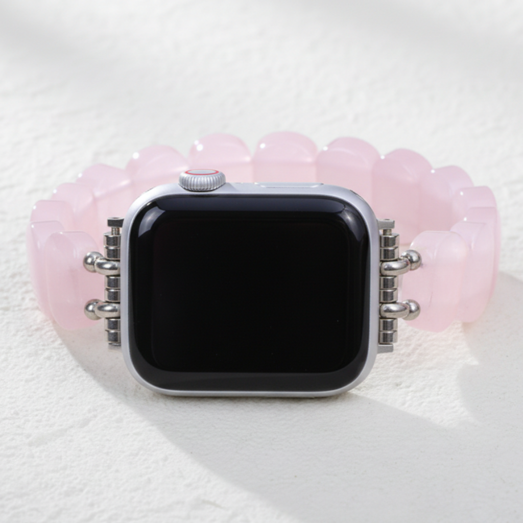 Pulseira elástica de quartzo rosa suave para Apple Watch
