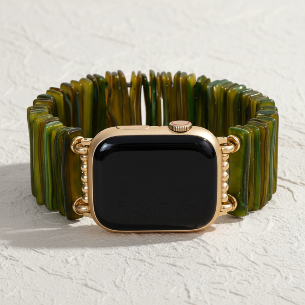 Correia Esticada Sóbria Ouro Oliva para Apple Watch