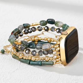 Correia Elástica Dourada Verde para Apple Watch