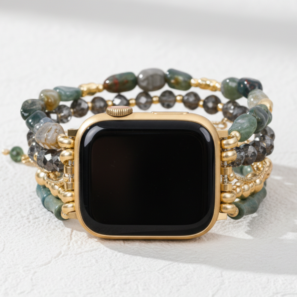 Correia Elástica Dourada Verde para Apple Watch