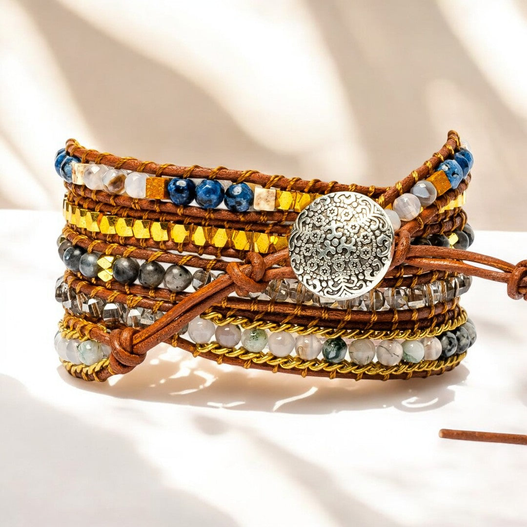 Pulseira Envolvente de Labradorite Etérea