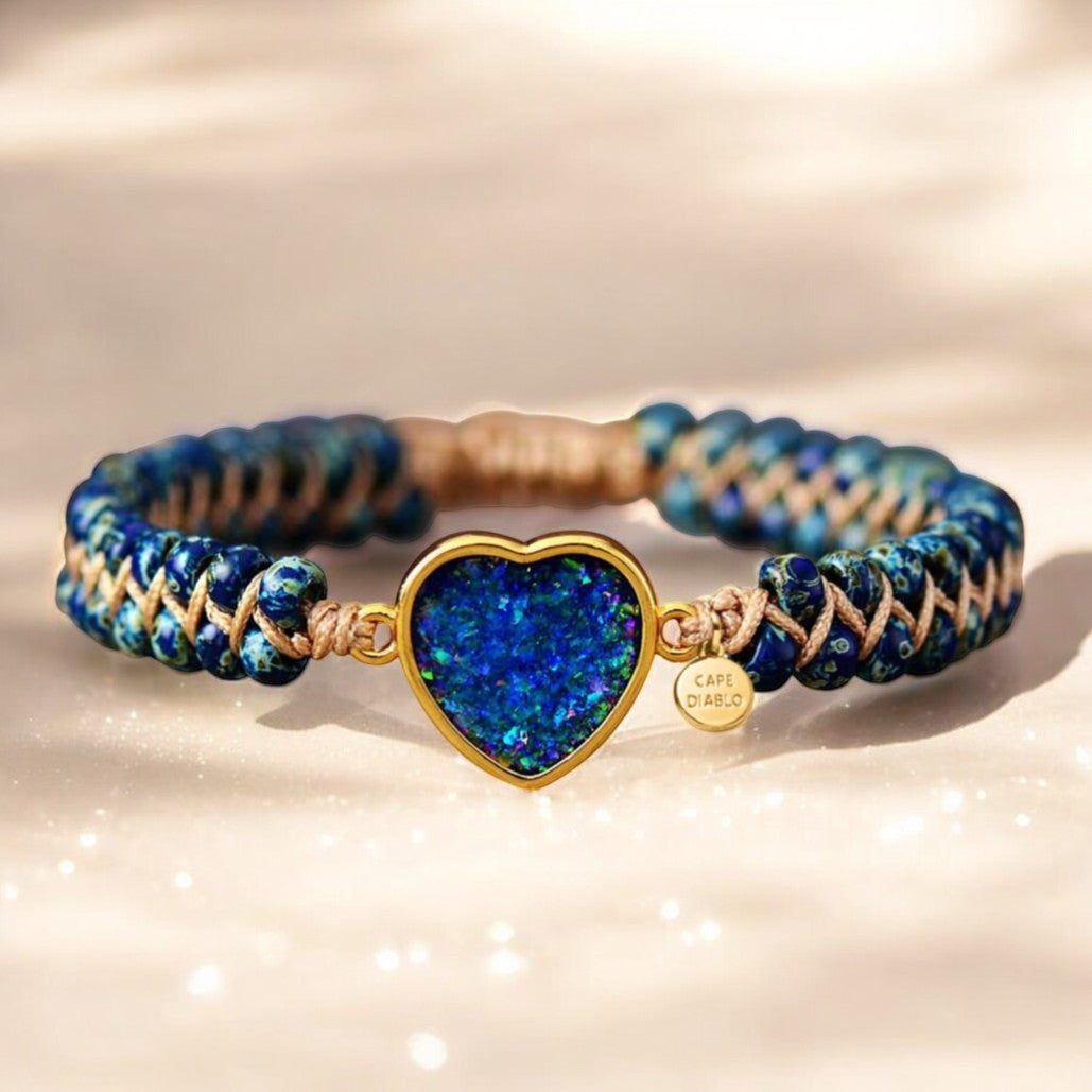 Pulseira de Coração de Opala Amizade Eterna