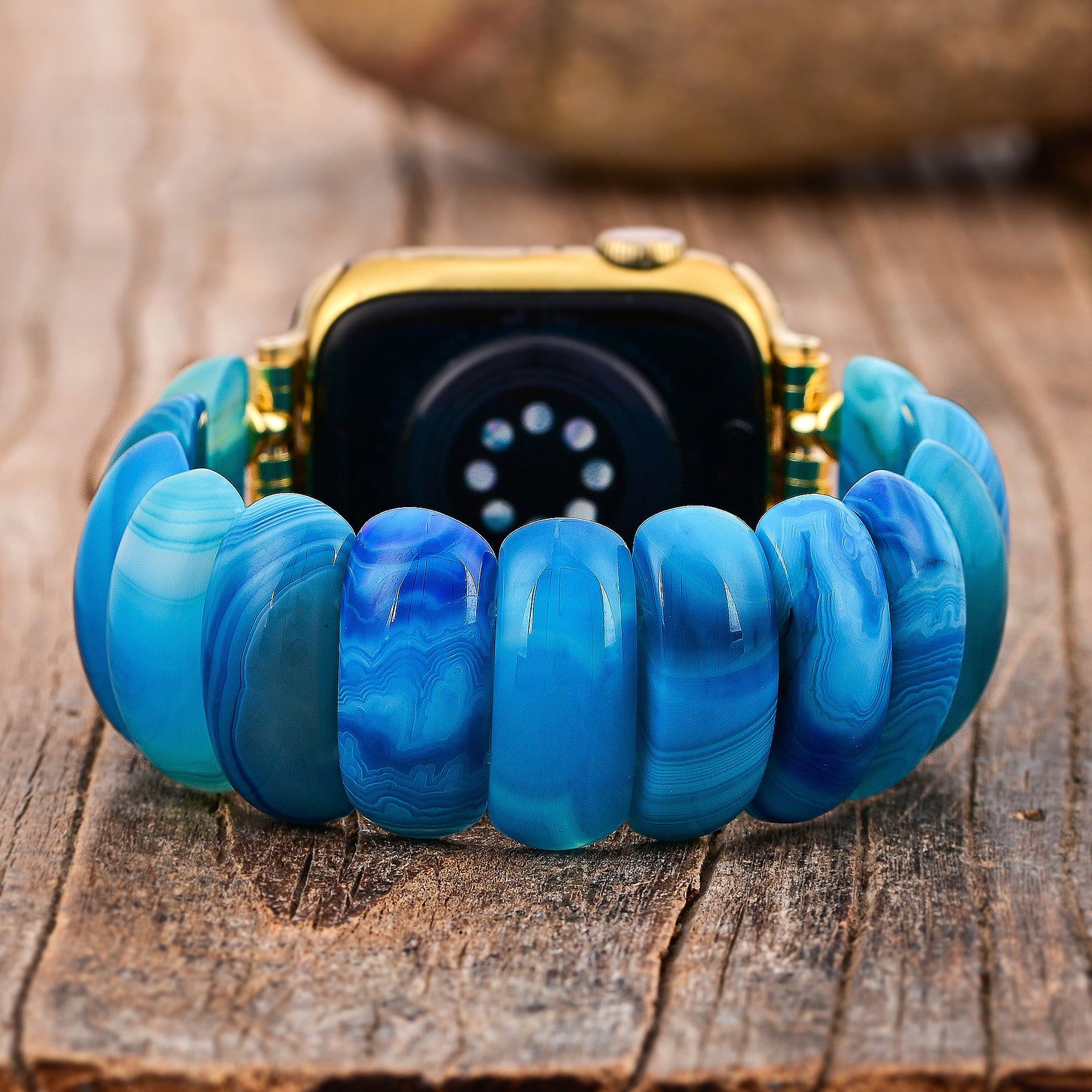 Pulseira de Apple Watch em Ágata Azul Lagoon