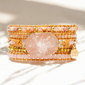 Pulseira de Quartzo Rosa Dourado
