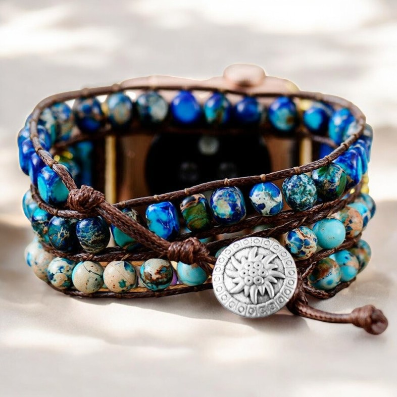 Pulseira Apple Watch em Jaspe Azul Gracioso