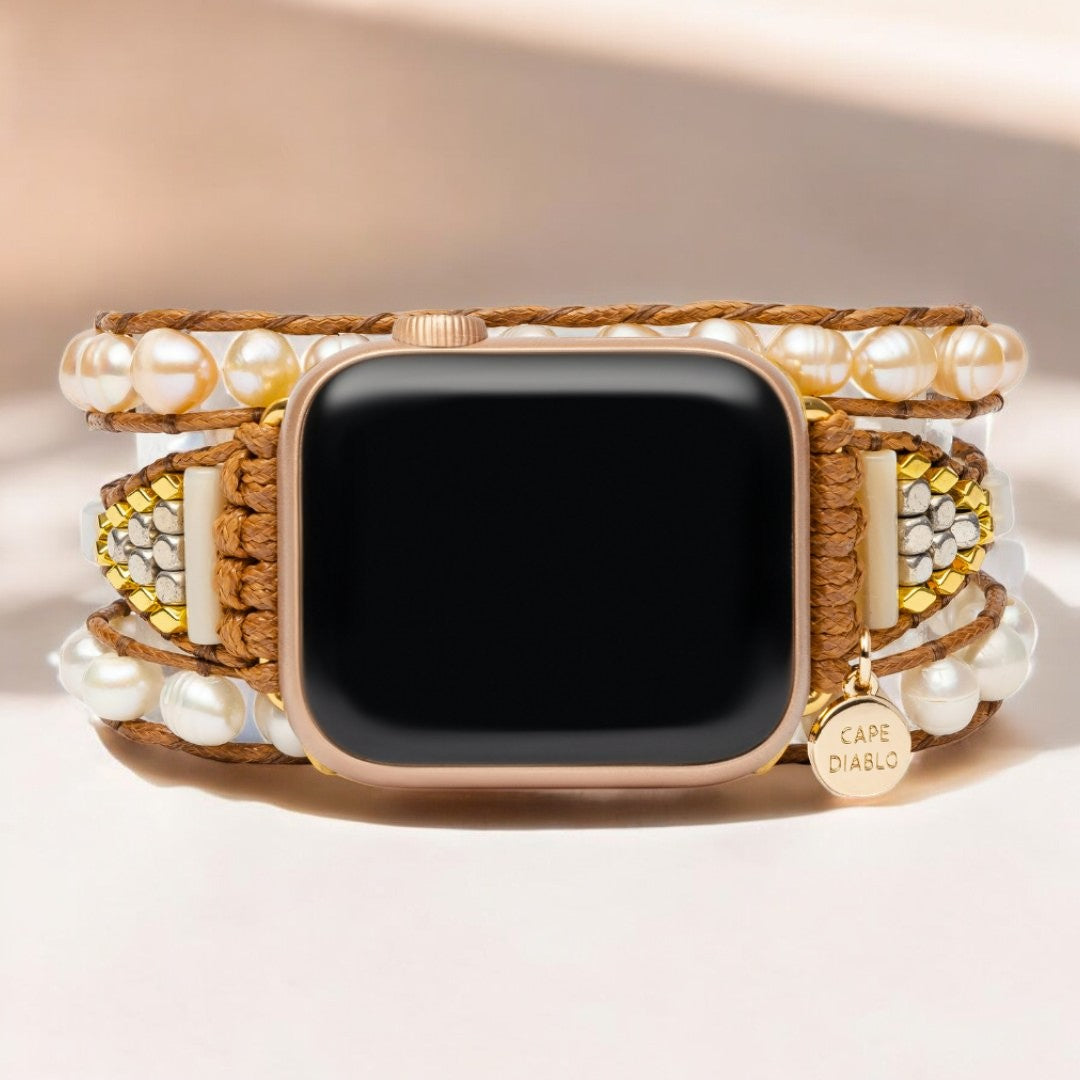 Pulseira Apple Watch com Pérola de Água Doce Elegante