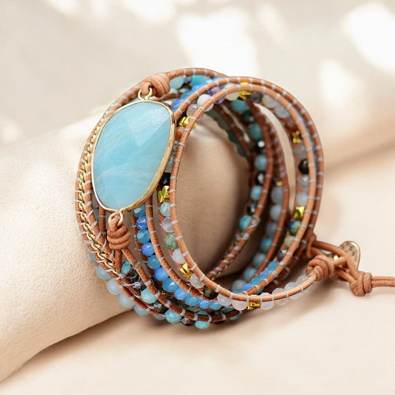 Pulseira Envolvente de Proteção em Amazonite Curativa