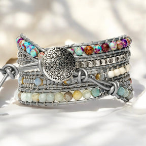 Pulseira Envolvente de Proteção com Turquesa Curativa