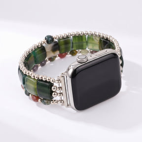 Bracelete elástica Wild Grace em ágata para Apple Watch, prateada