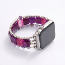 Bracelete elástica Wild Grace em ágata para Apple Watch, prateada