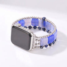 Bracelete elástica Wild Grace em ágata para Apple Watch, prateada