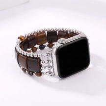 Bracelete elástica Wild Grace em ágata para Apple Watch, prateada