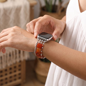 Pulseira elástica Azure Dream de sodalita para Apple Watch, prateada