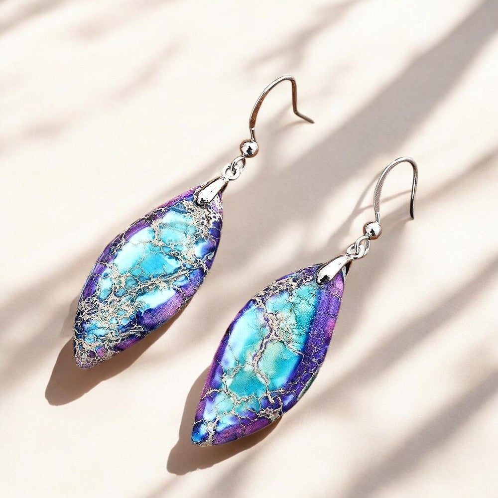 Brincos pendentes Jasper Leaf