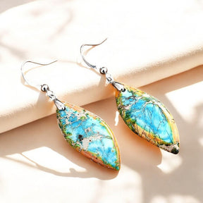 Brincos Pendentes Jasper Leaf
