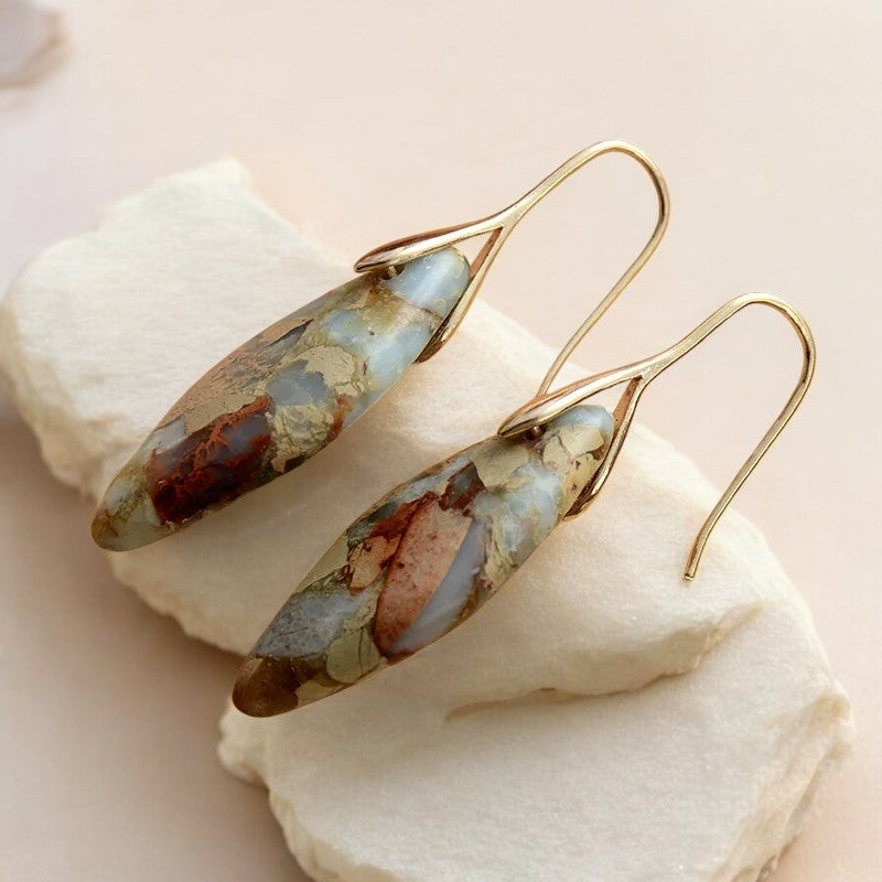 Brincos Terra Hues Leaves Jasper