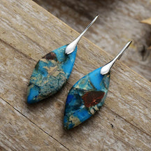 Brincos Jasper com Folhas de Areias Ceruleanas