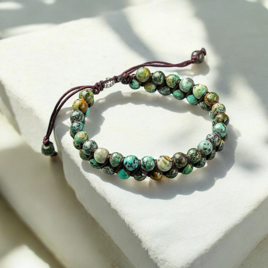 Pulseira masculina de turquesa africana