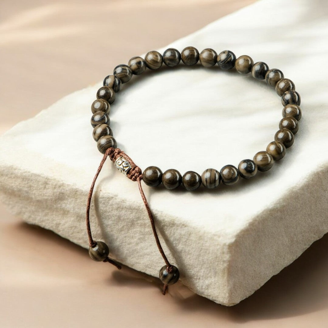 Pulseira masculina de jaspe preto