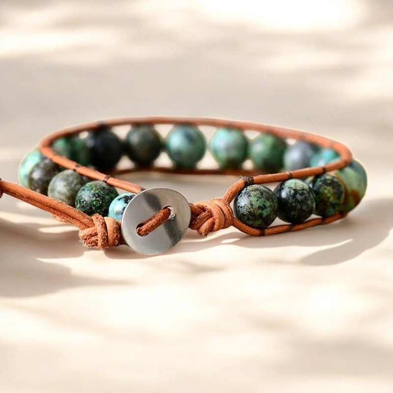 Pulseira Boho Africana de Turquesa para Homem