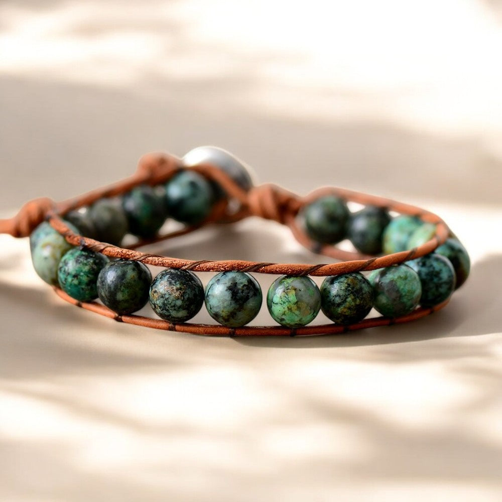 Pulseira Boho Africana de Turquesa para Homem