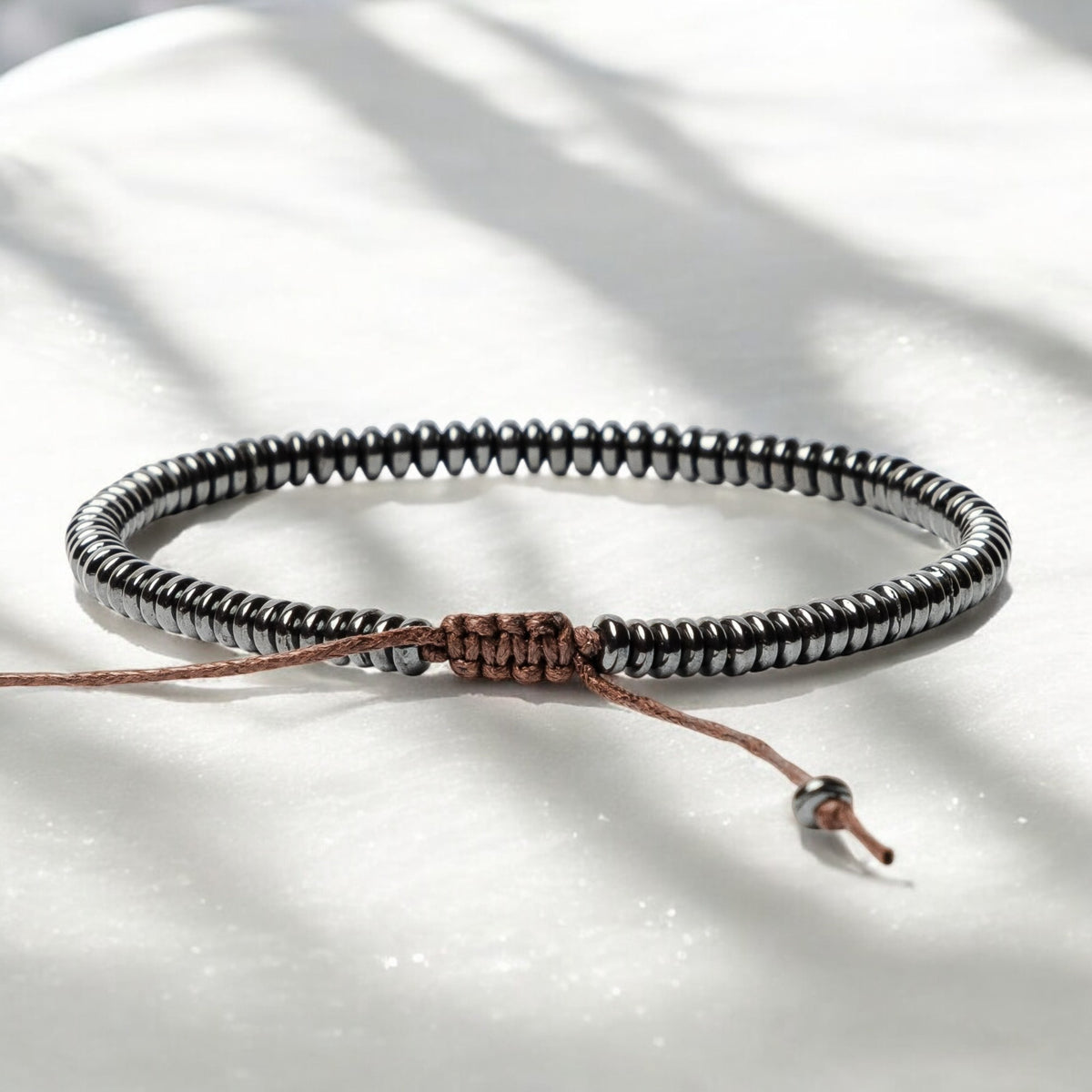 Pulseira masculina de pedra hematite