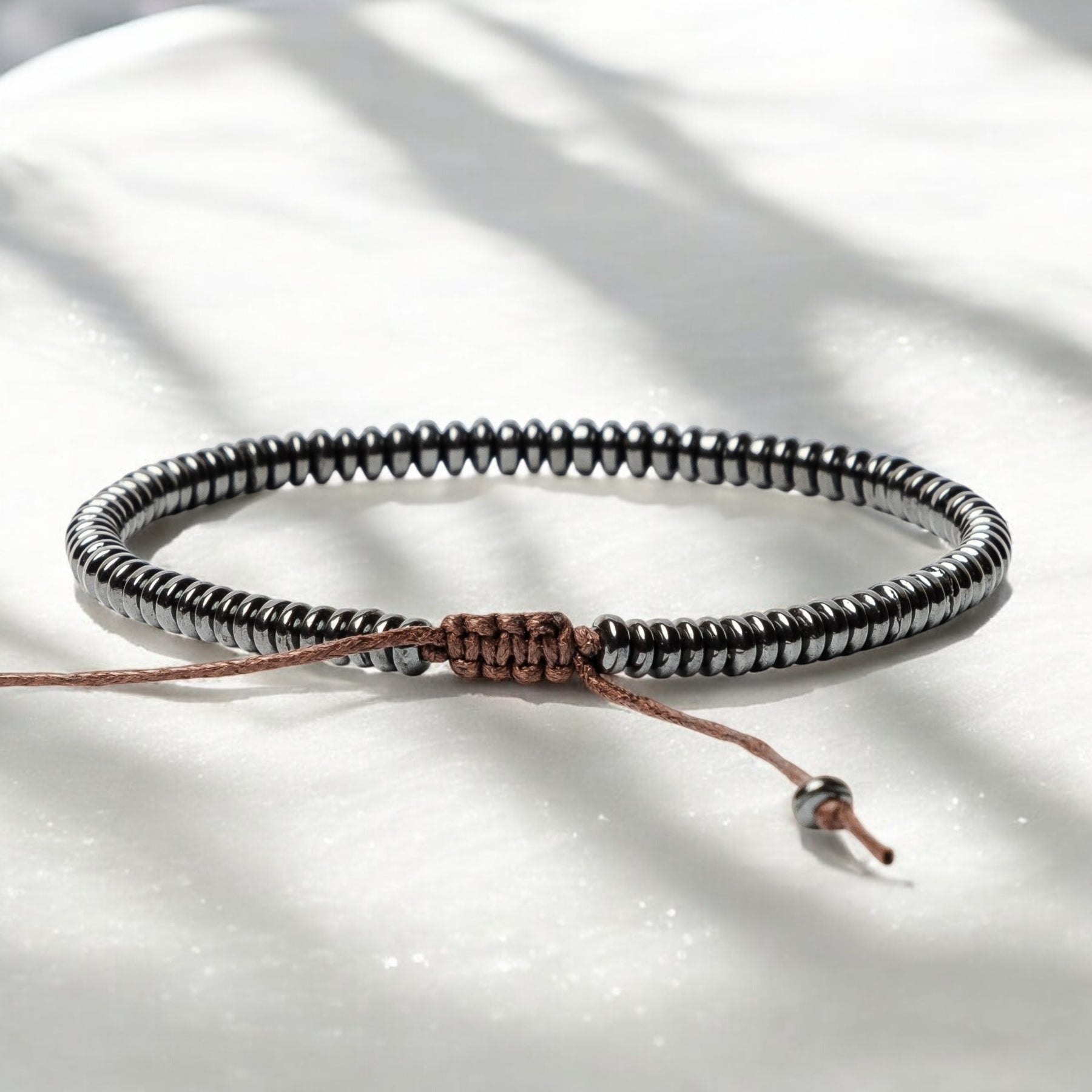 Pulseira Masculina de Pedra Hematita