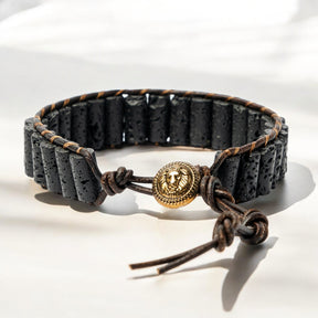 Pulseira Masculina de Pedra de Lava