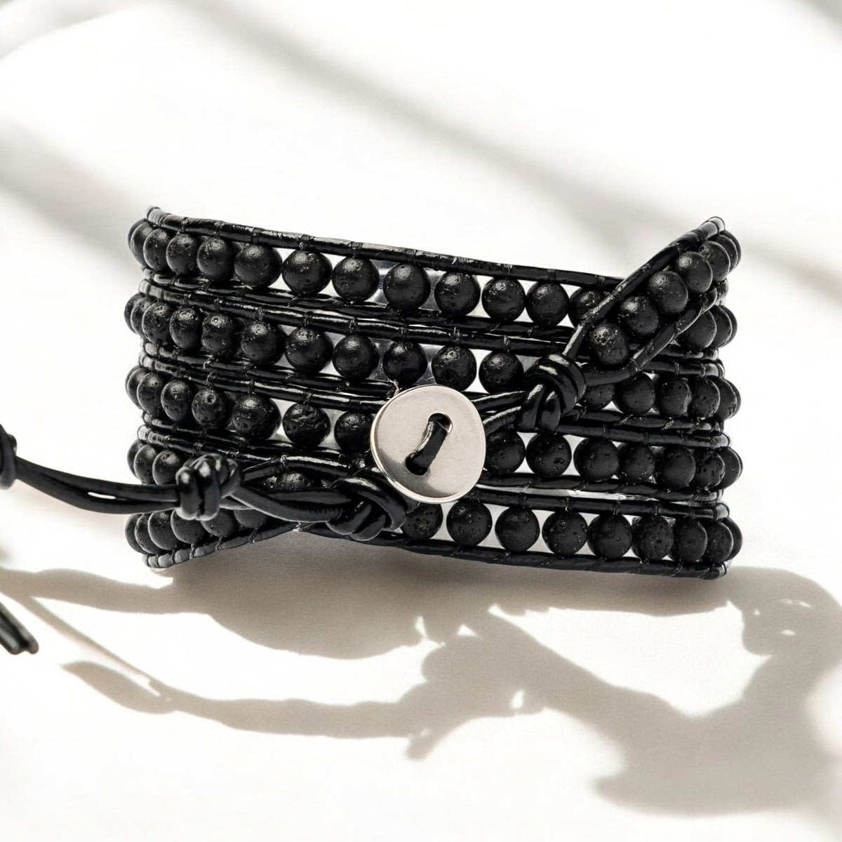 Pulseira masculina de pedra de lava