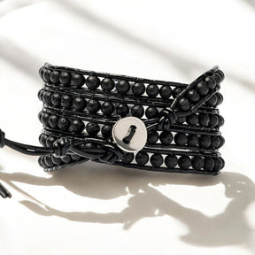 Pulseira Enrolada de Pedra de Lava para Homem