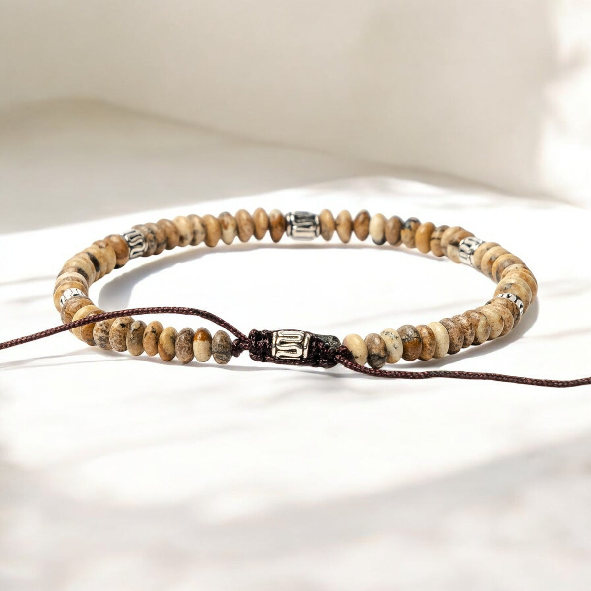 Pulseira masculina de Jaspe Tibetano