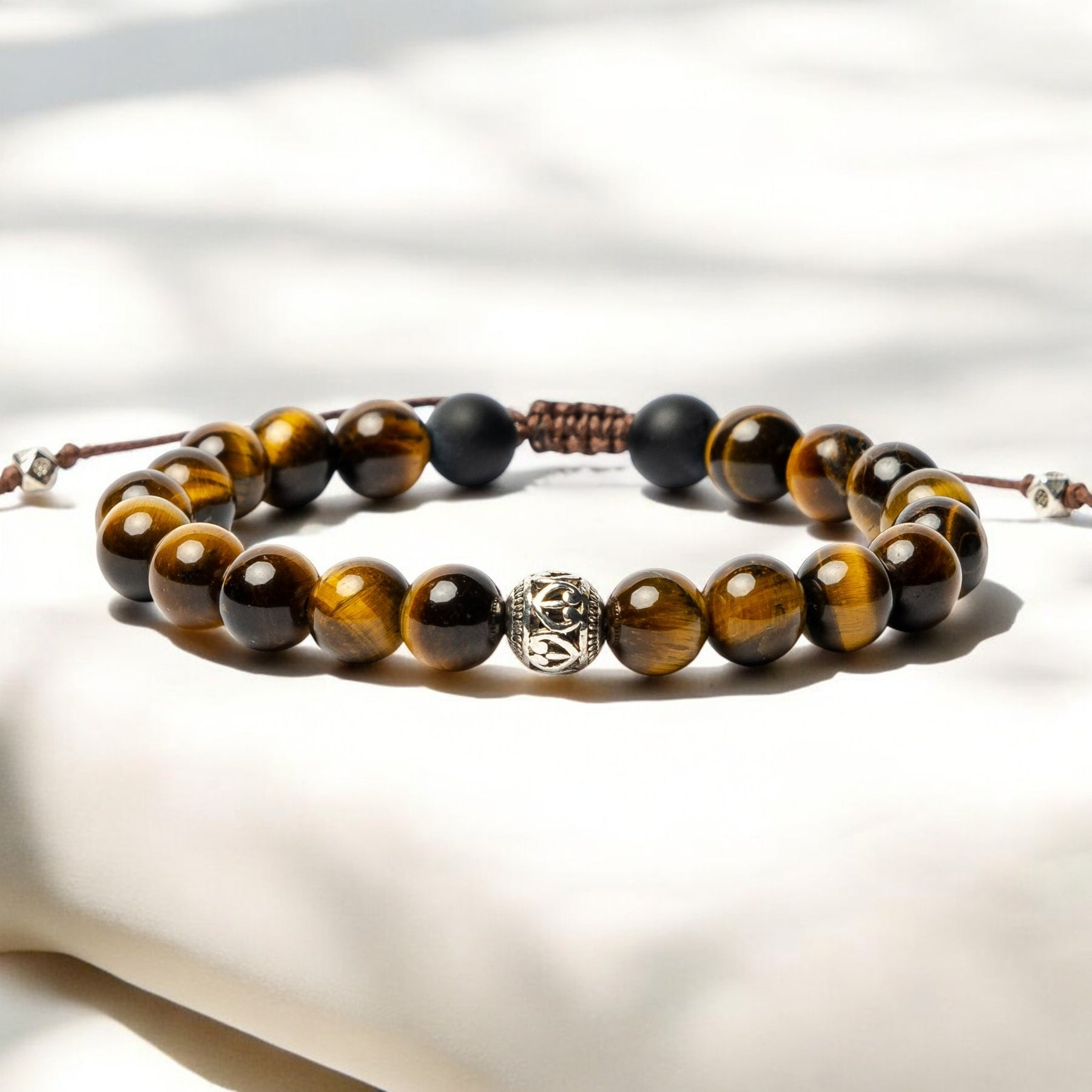 Pulseira tibetana olho de tigre masculina