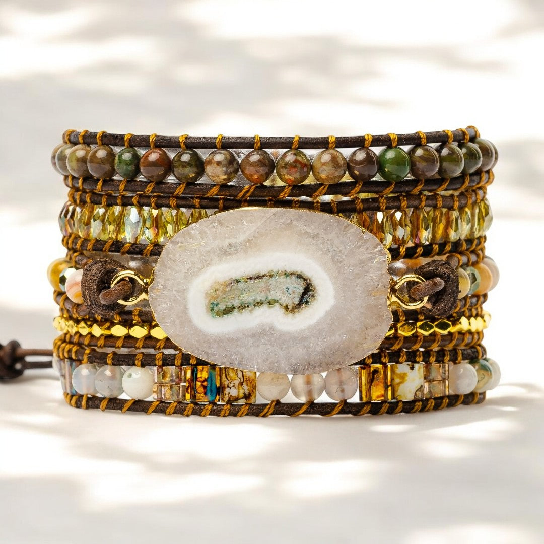 Pulseira Envolvente de Ágata Deusa do Luar