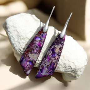 Brincos de Gancho em Jaspe Roxo
