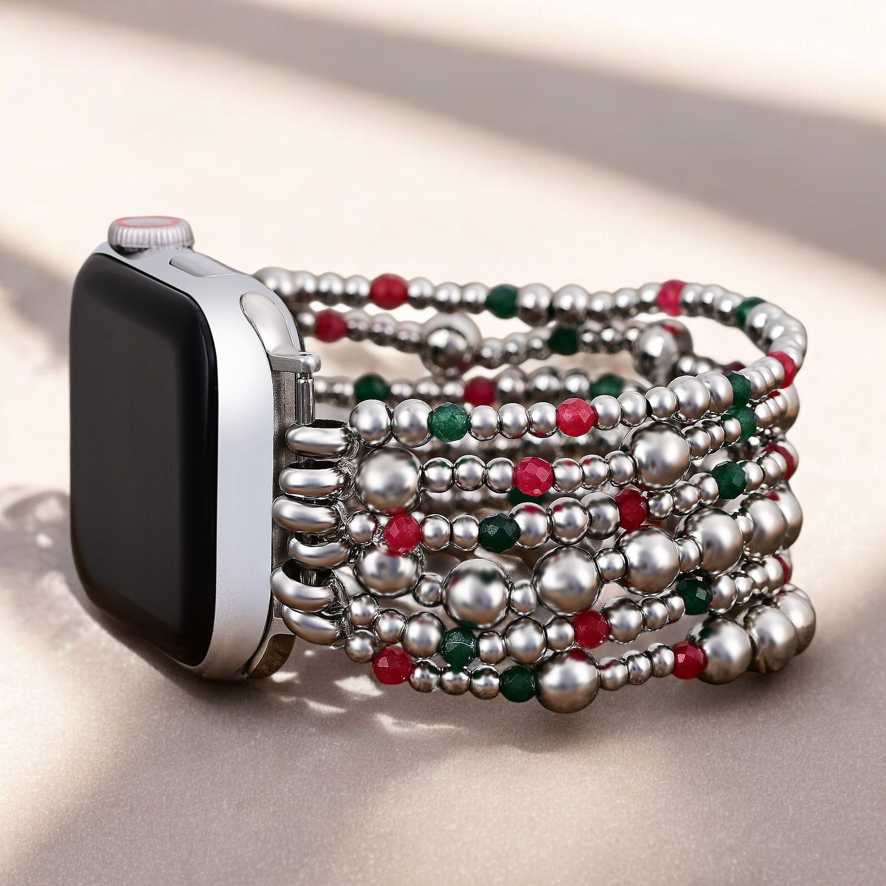 Pulseira Mágica Prateada de Natal para Apple Watch