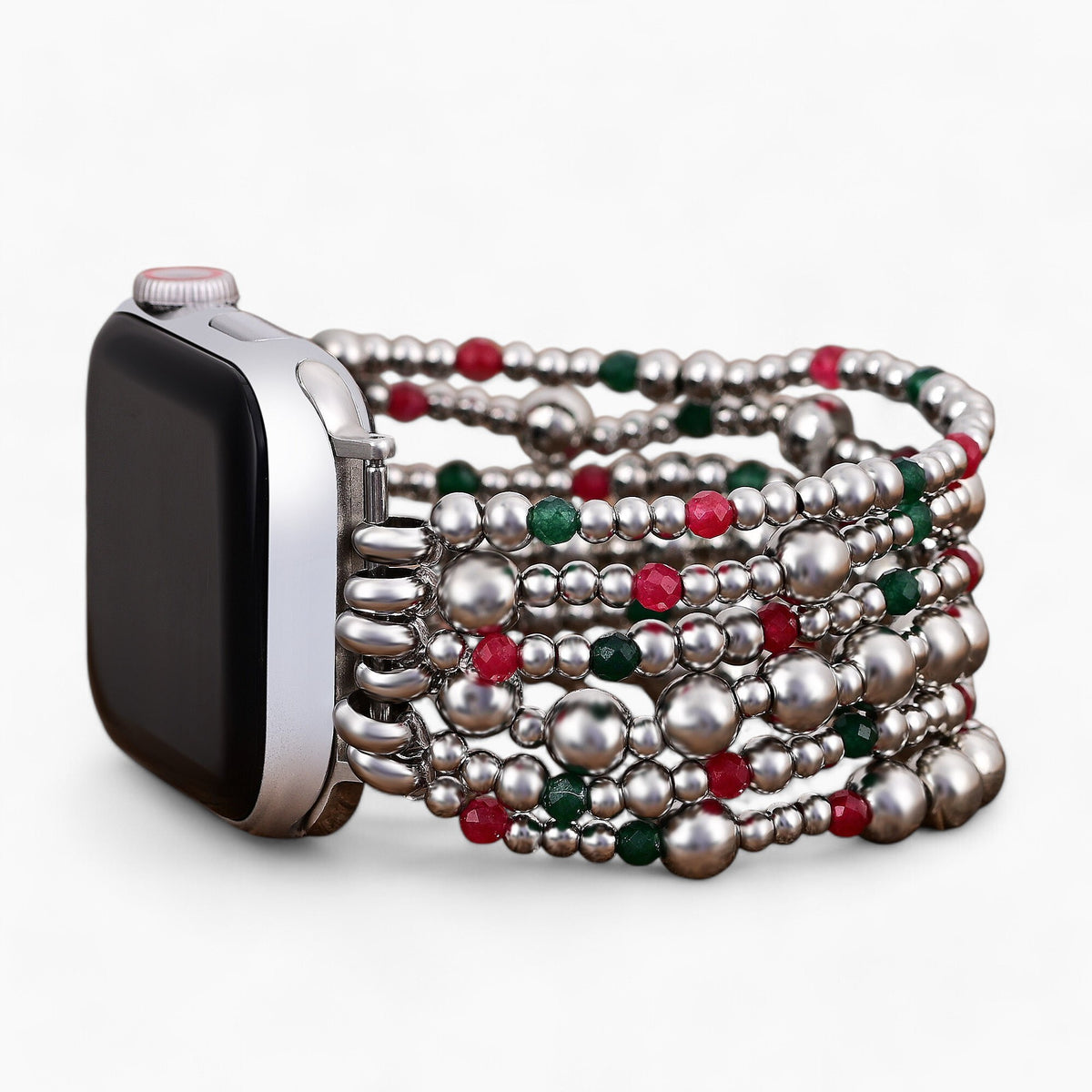 Pulseira Elástica Mágica Prateada de Natal para Apple Watch