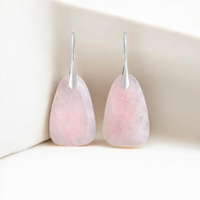 Brincos de Pendente com Proteção de Quartzo Rosa