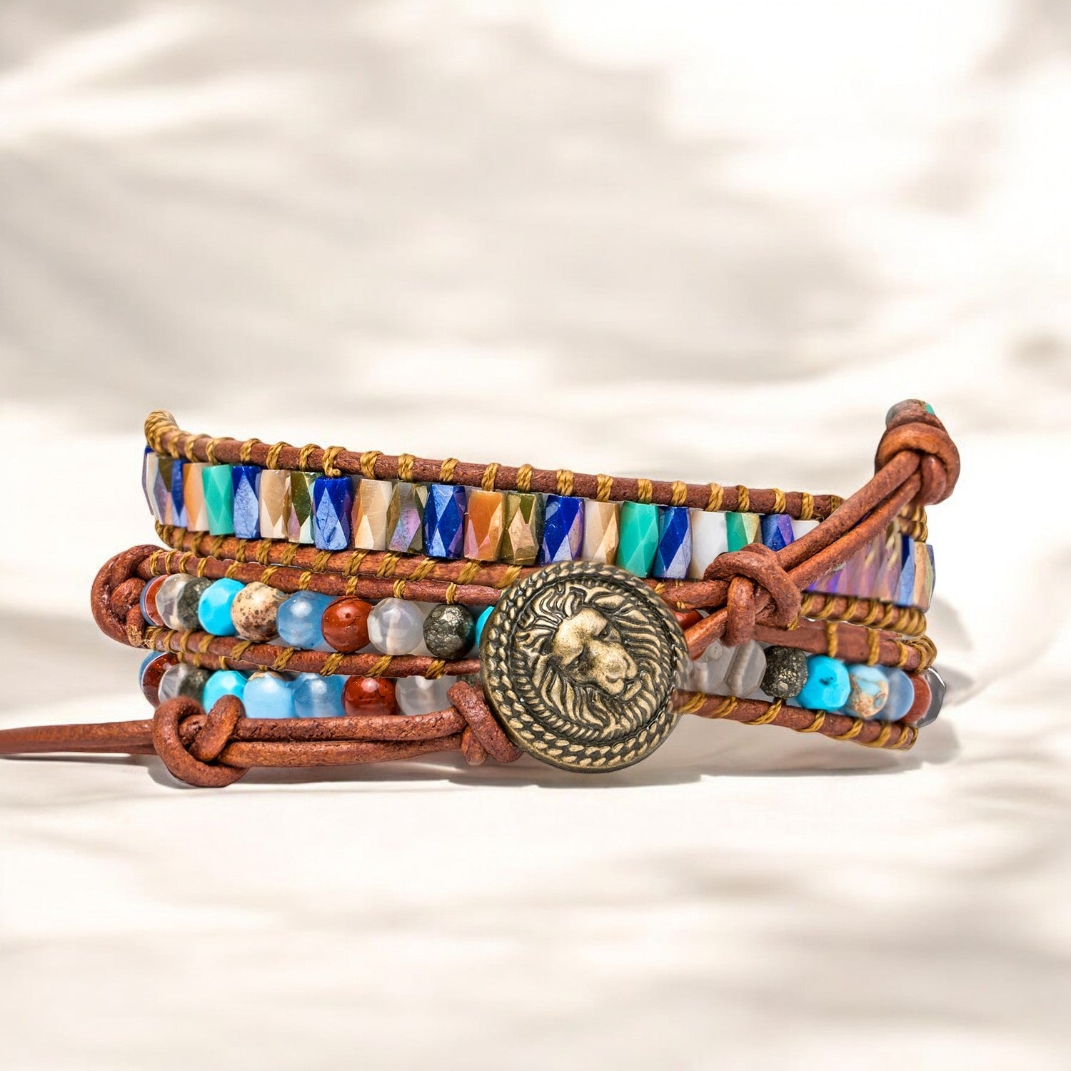 Pulseira de energia leoa turquesa