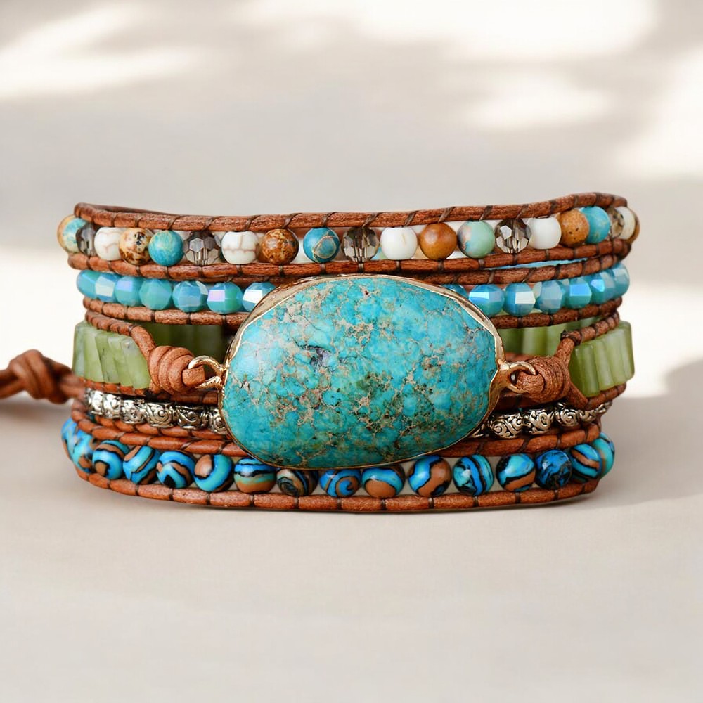 Pulseira Enrolada de Jaspe Oceano Torcido