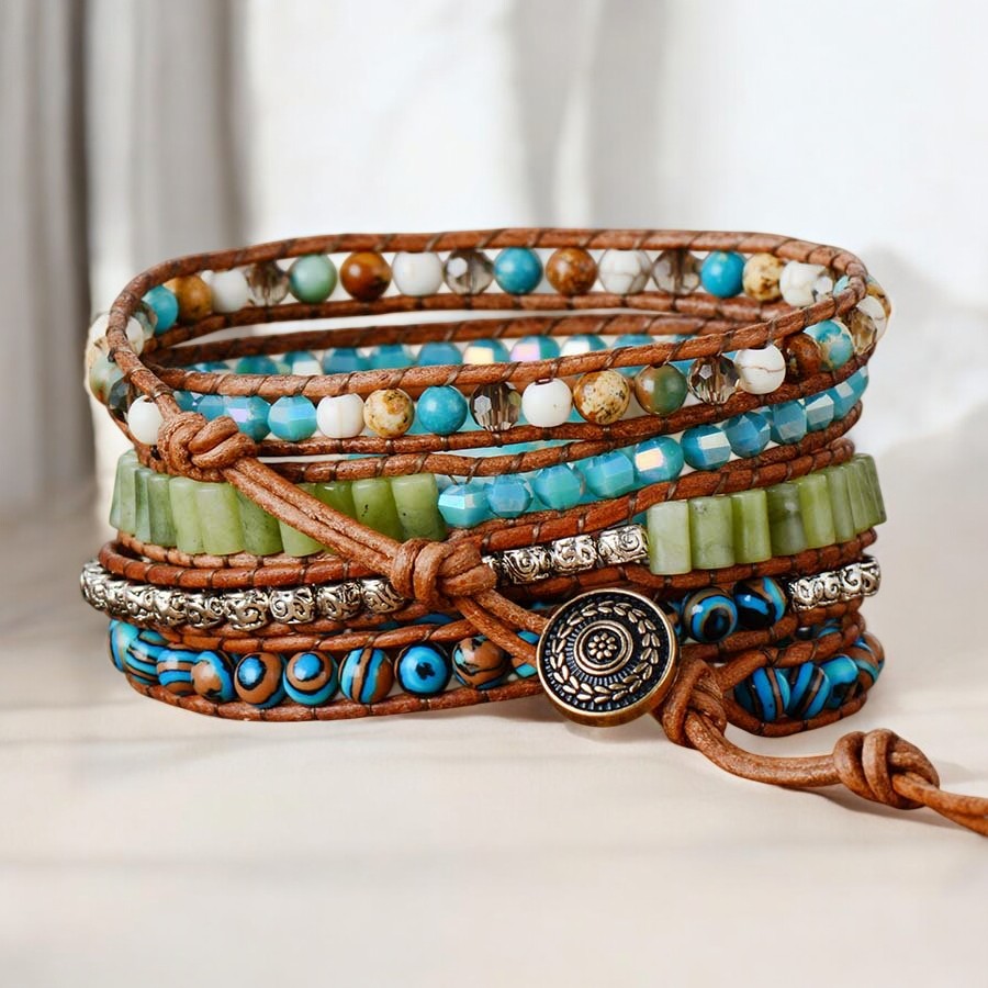 Pulseira Enrolada de Jaspe Oceano Torcido